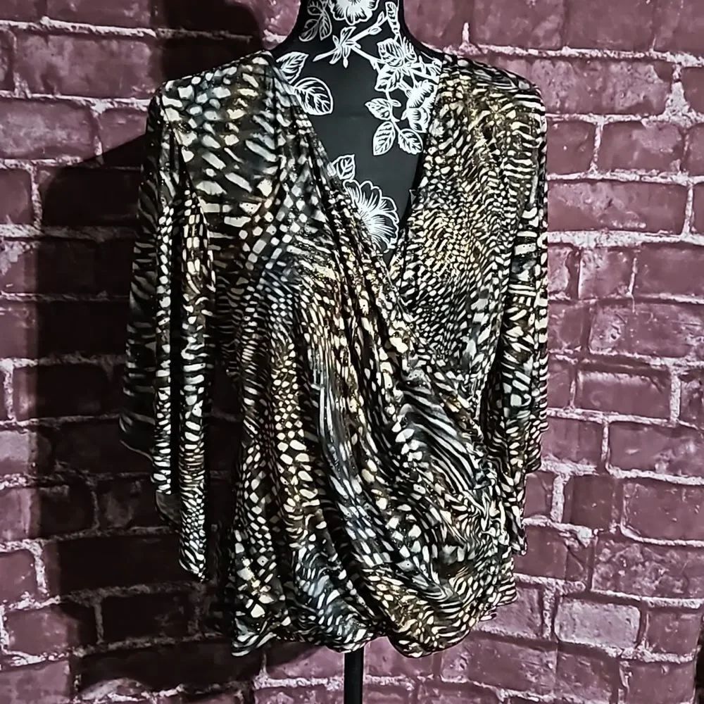 MSK Crossover Shimmer Plunge Blouse Size  XL